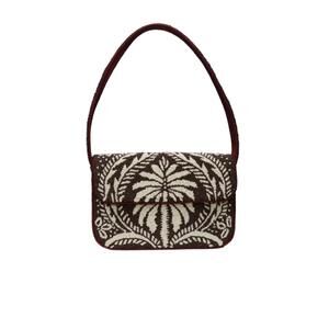 NEW TIANA DESIGNS women's coco damasque beaded bag in dark brown